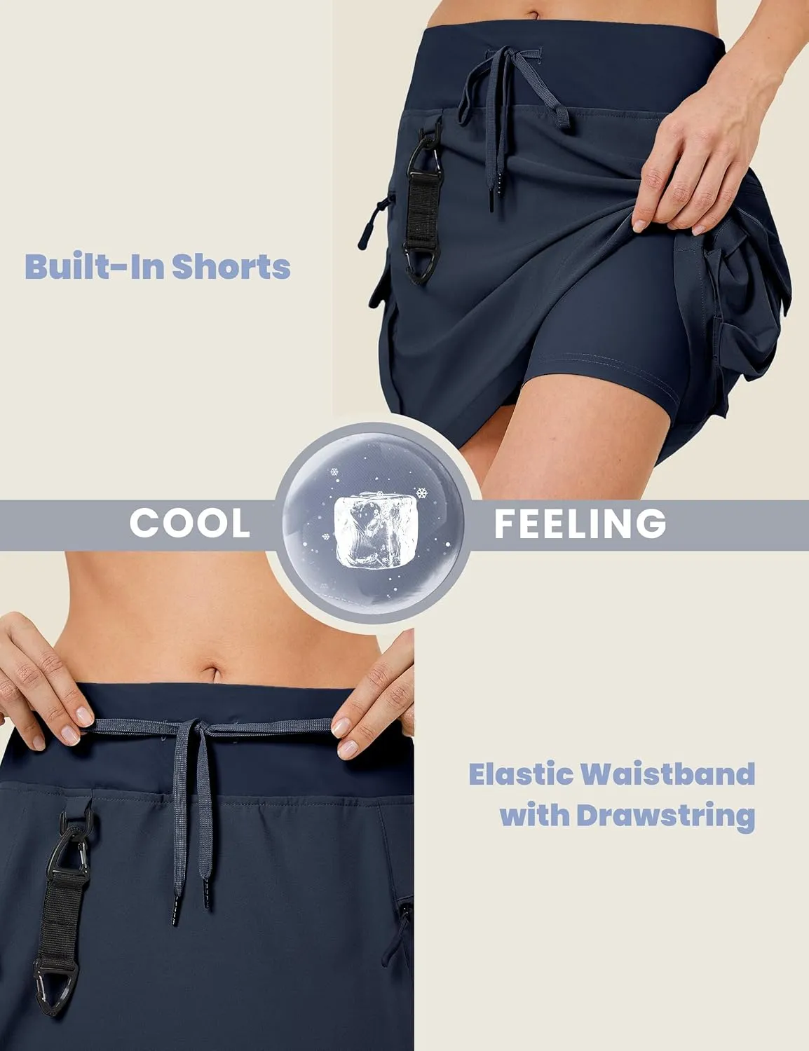 FitsT4 Sports Women's Hiking Cargo Skorts High Waisted Dressy Casual Skirts with Zipper Pockets
