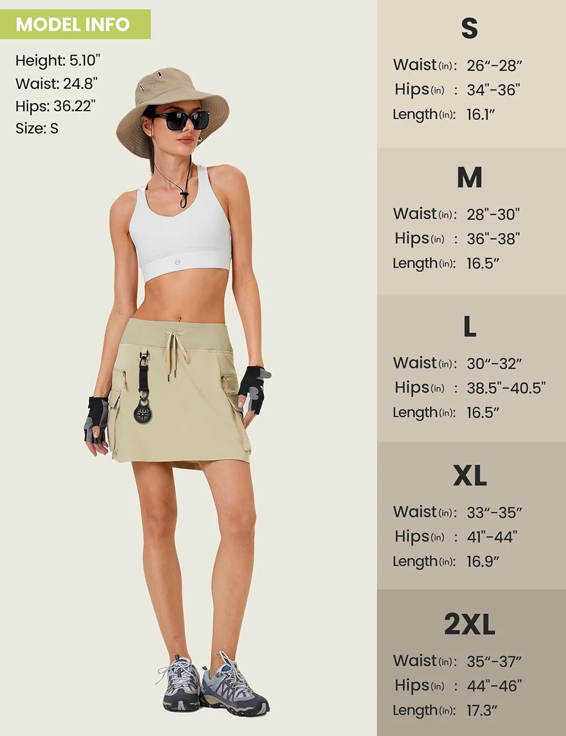 FitsT4 Sports Women's Hiking Cargo Skorts High Waisted Dressy Casual Skirts with Zipper Pockets