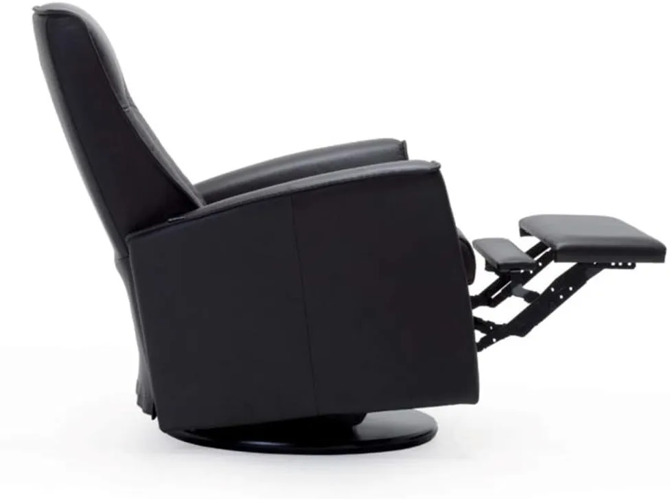 Fjords Ulstein Swing Relaxer Recliner Norwegian Ergonomic Scandinavian Lounge Manual Reclining Chair Furniture Nordic Line Dark Brown Havana Genuine Leather by Hjellegjerde