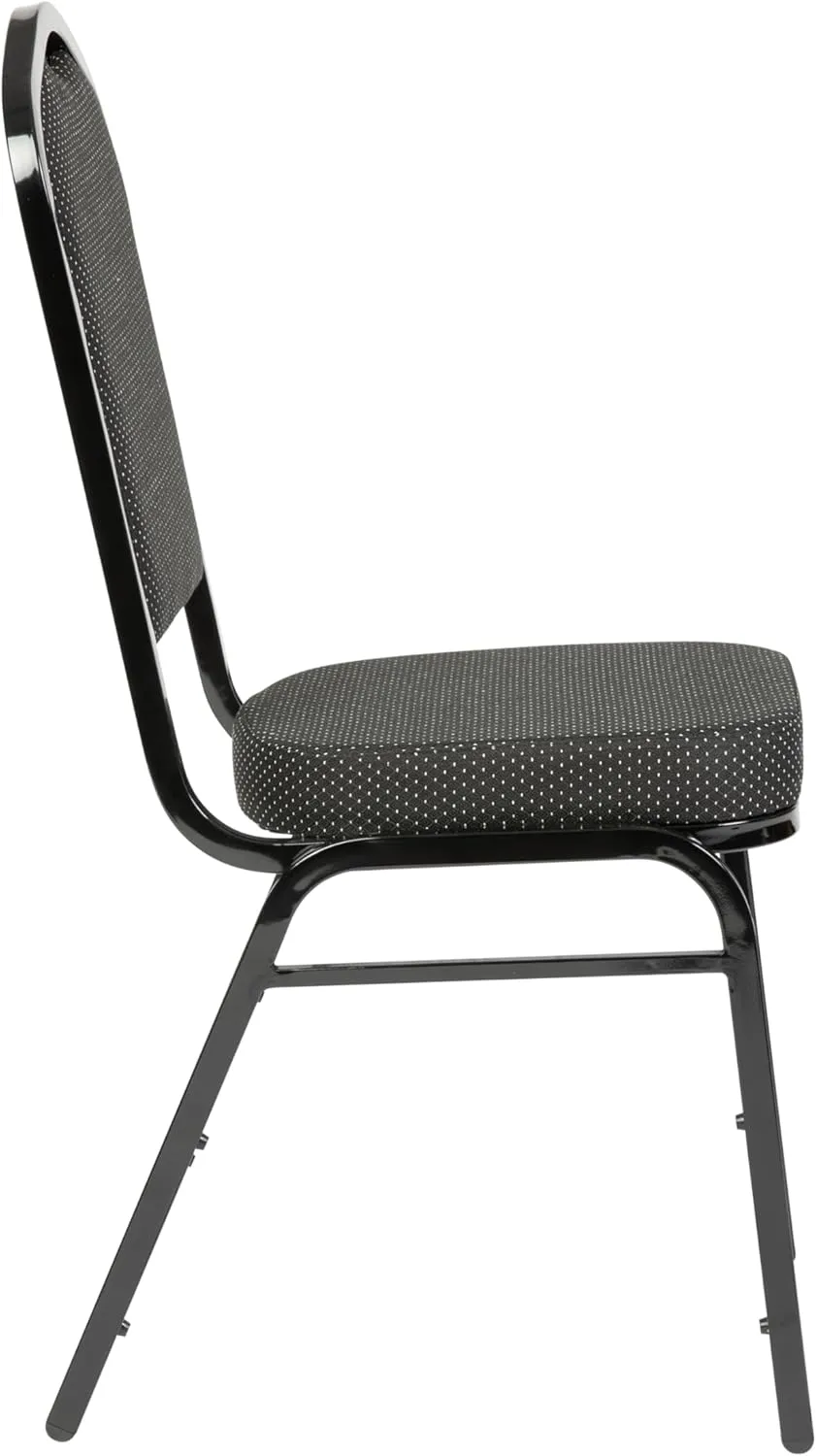 Flash Furniture 4 Pack Hercules Series Crown Back Stacking Banquet Chair in Black Dot Patterned Fabric - Black Frame