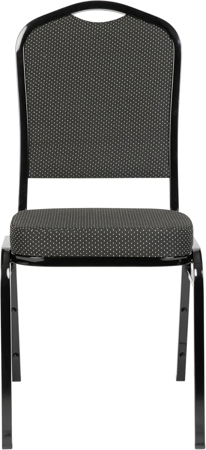 Flash Furniture 4 Pack Hercules Series Crown Back Stacking Banquet Chair in Black Dot Patterned Fabric - Black Frame