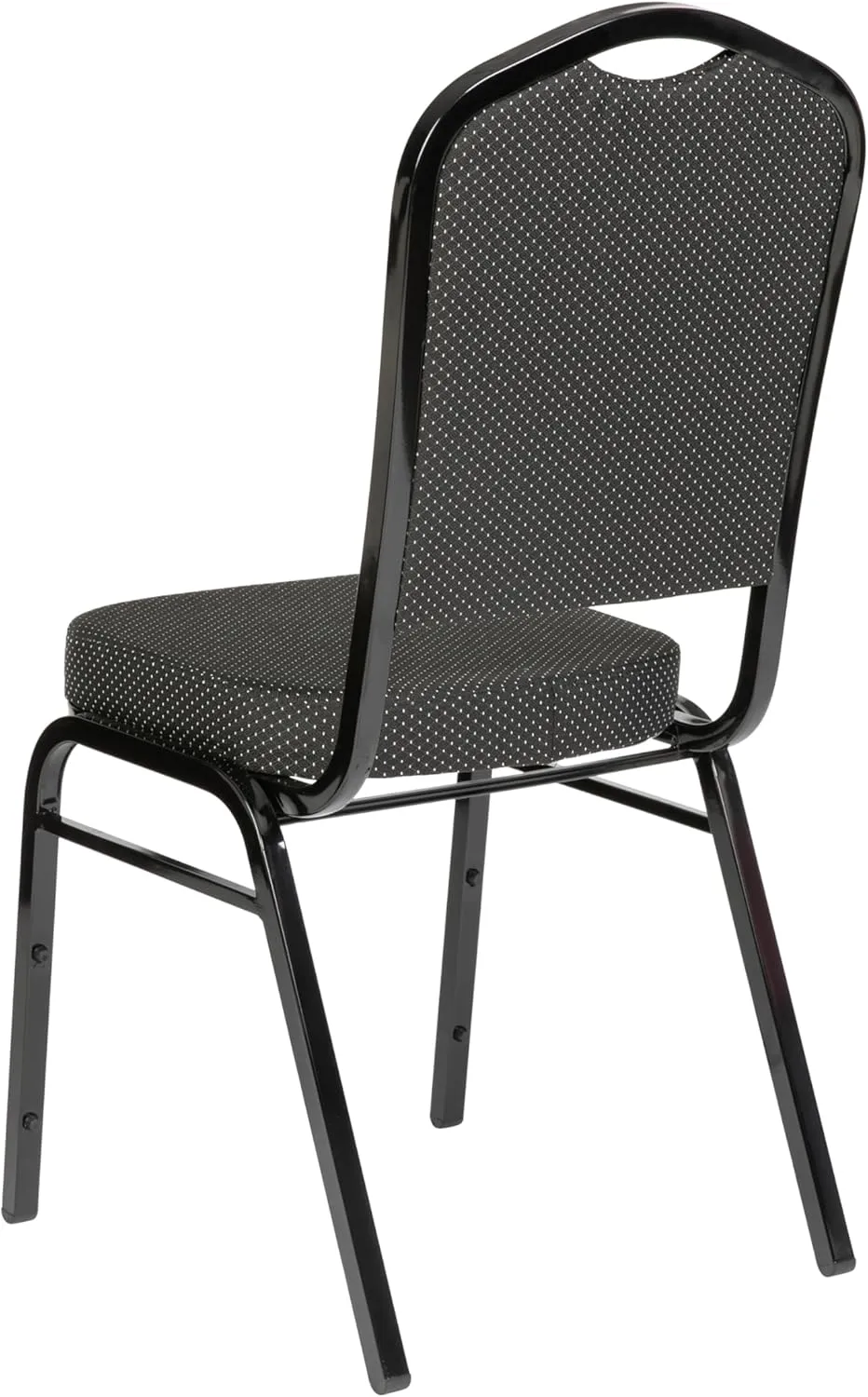 Flash Furniture 4 Pack Hercules Series Crown Back Stacking Banquet Chair in Black Dot Patterned Fabric - Black Frame