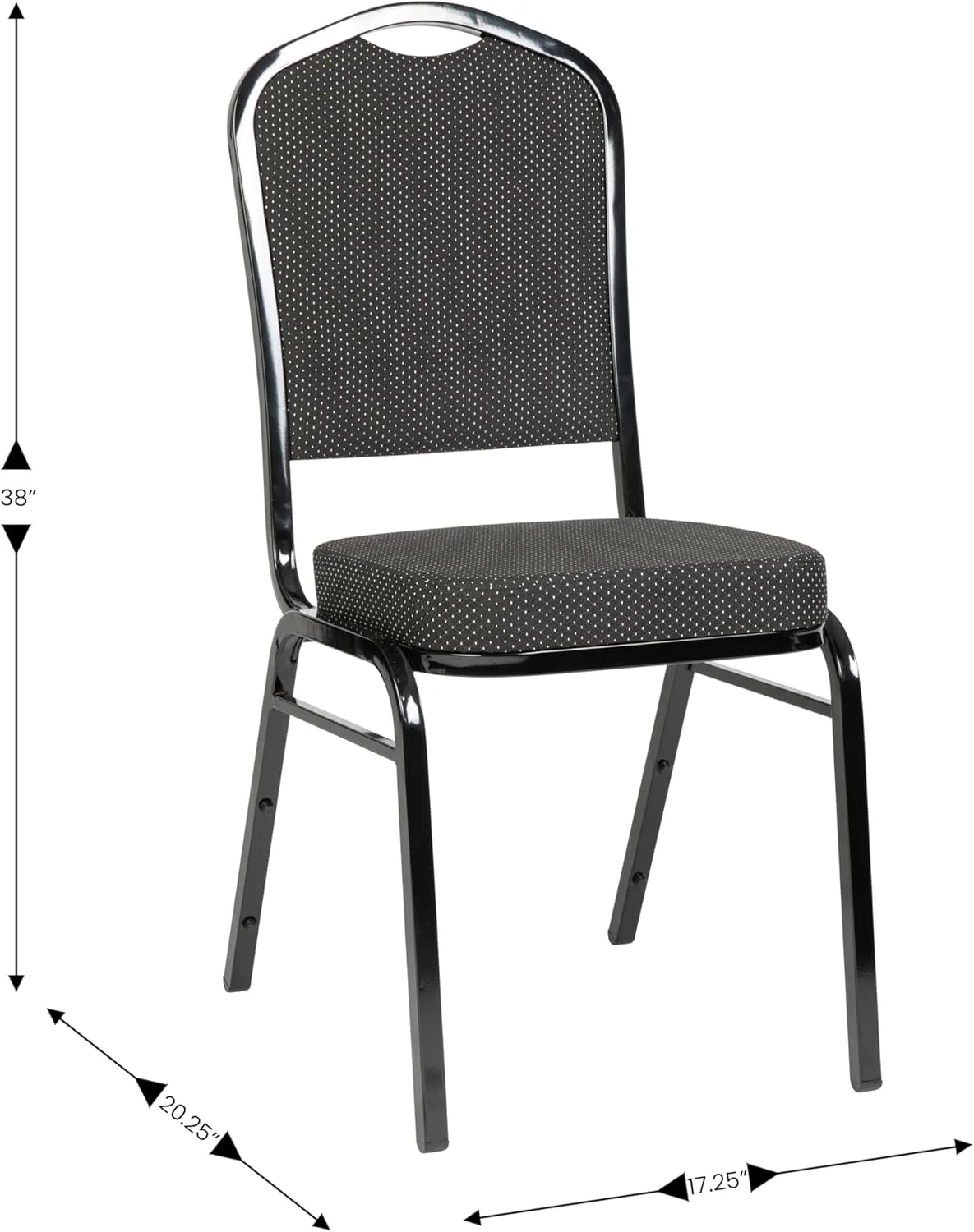 Flash Furniture 4 Pack Hercules Series Crown Back Stacking Banquet Chair in Black Dot Patterned Fabric - Black Frame