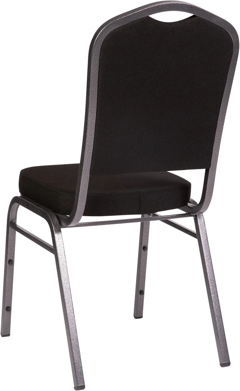 Flash Furniture 4 Pack Hercules Series Crown Back Stacking Banquet Chair in Black Fabric - Silver Vein Frame