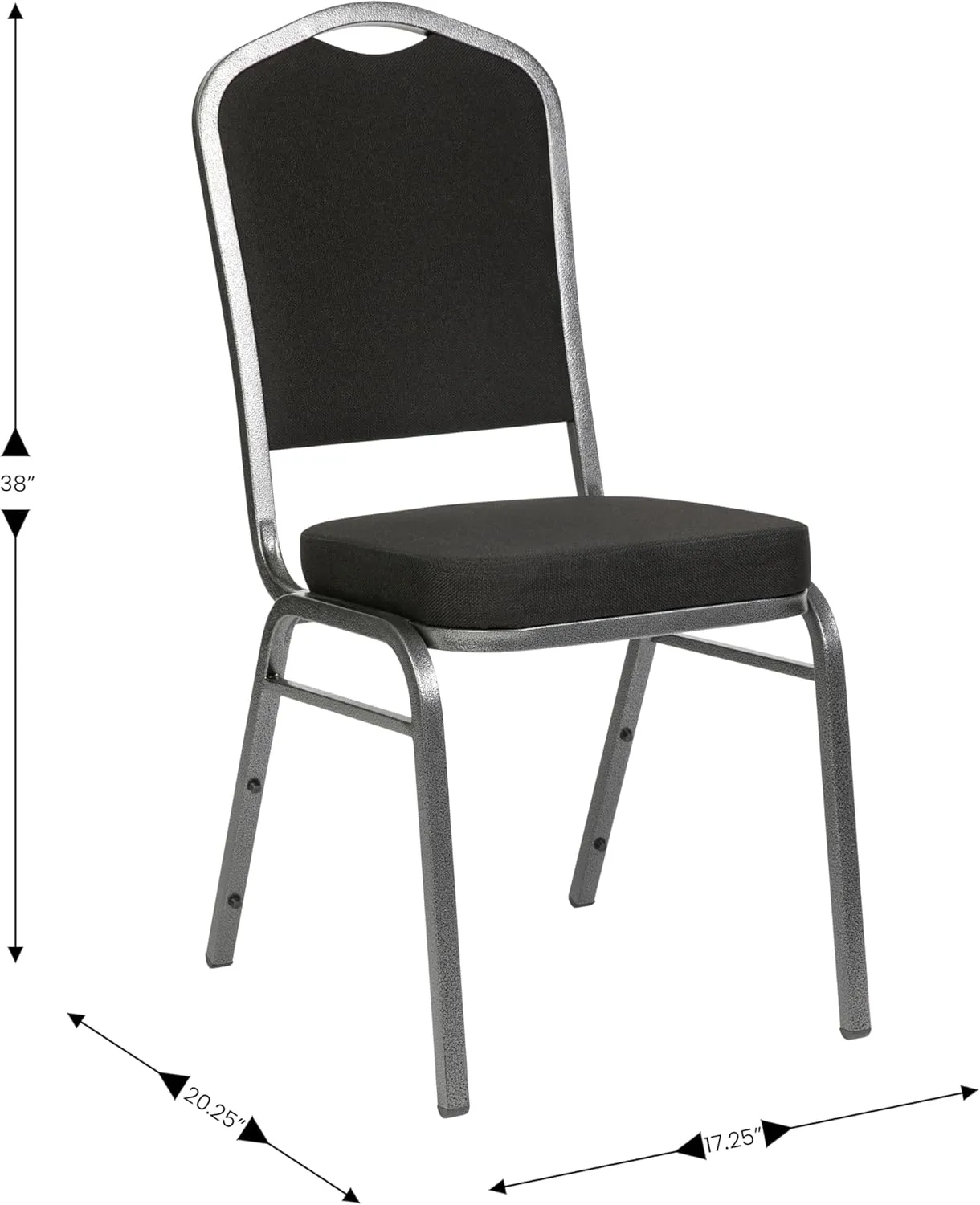 Flash Furniture 4 Pack Hercules Series Crown Back Stacking Banquet Chair in Black Fabric - Silver Vein Frame