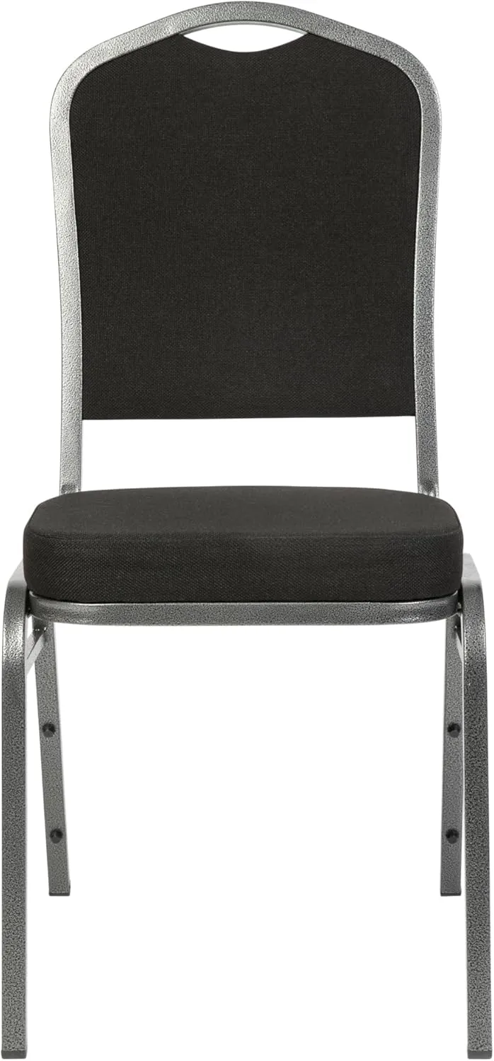Flash Furniture 4 Pack Hercules Series Crown Back Stacking Banquet Chair in Black Fabric - Silver Vein Frame