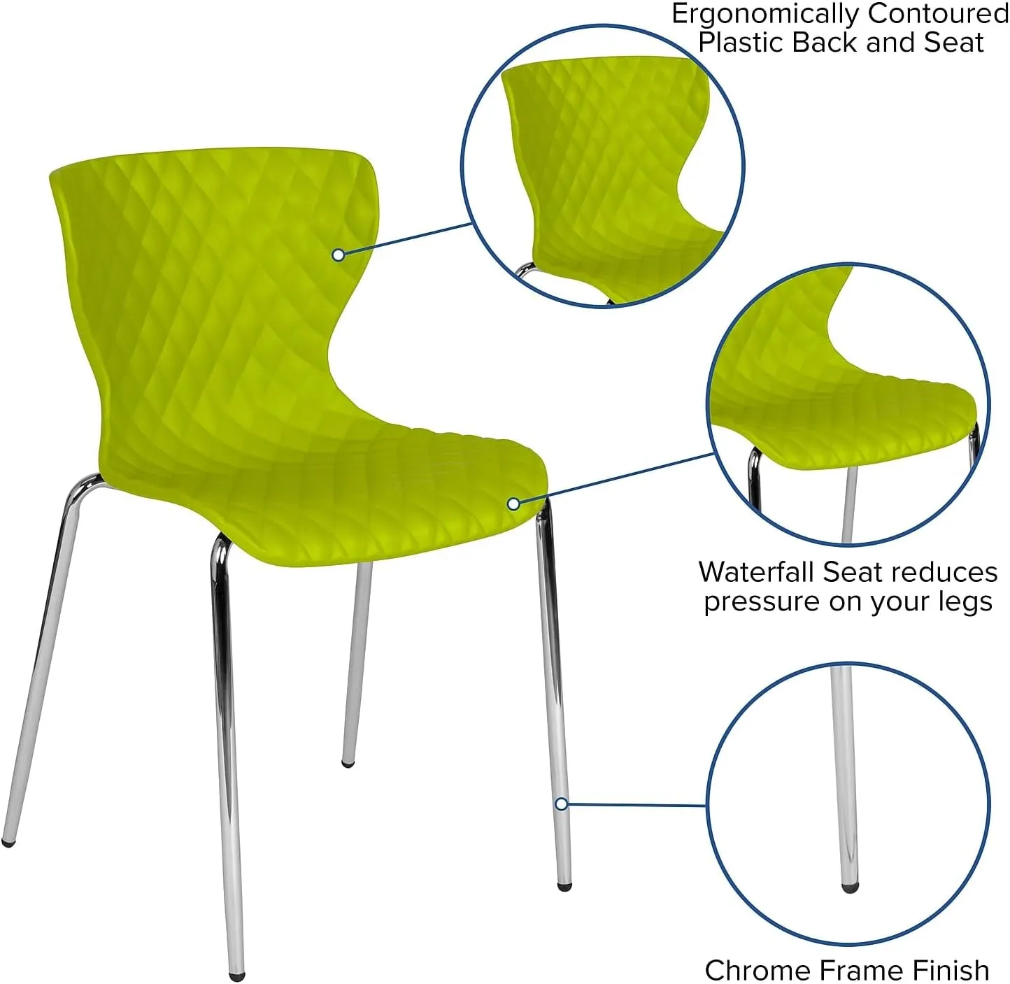 Flash Furniture 4 Pack Lowell Contemporary Design Citrus Green Plastic Stack Chair