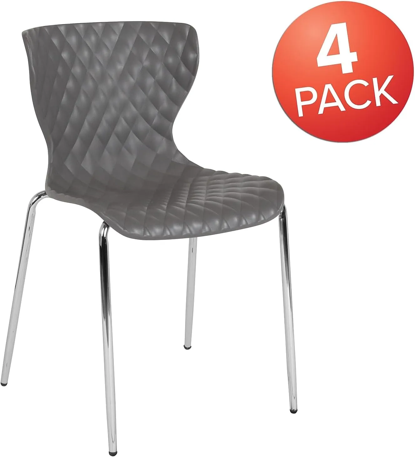 Flash Furniture 4 Pack Lowell Contemporary Design Gray Plastic Stack Chair