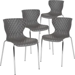 Flash Furniture 4 Pack Lowell Contemporary Design Gray Plastic Stack Chair