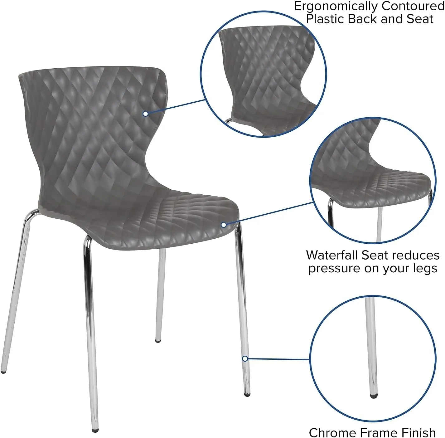 Flash Furniture 4 Pack Lowell Contemporary Design Gray Plastic Stack Chair