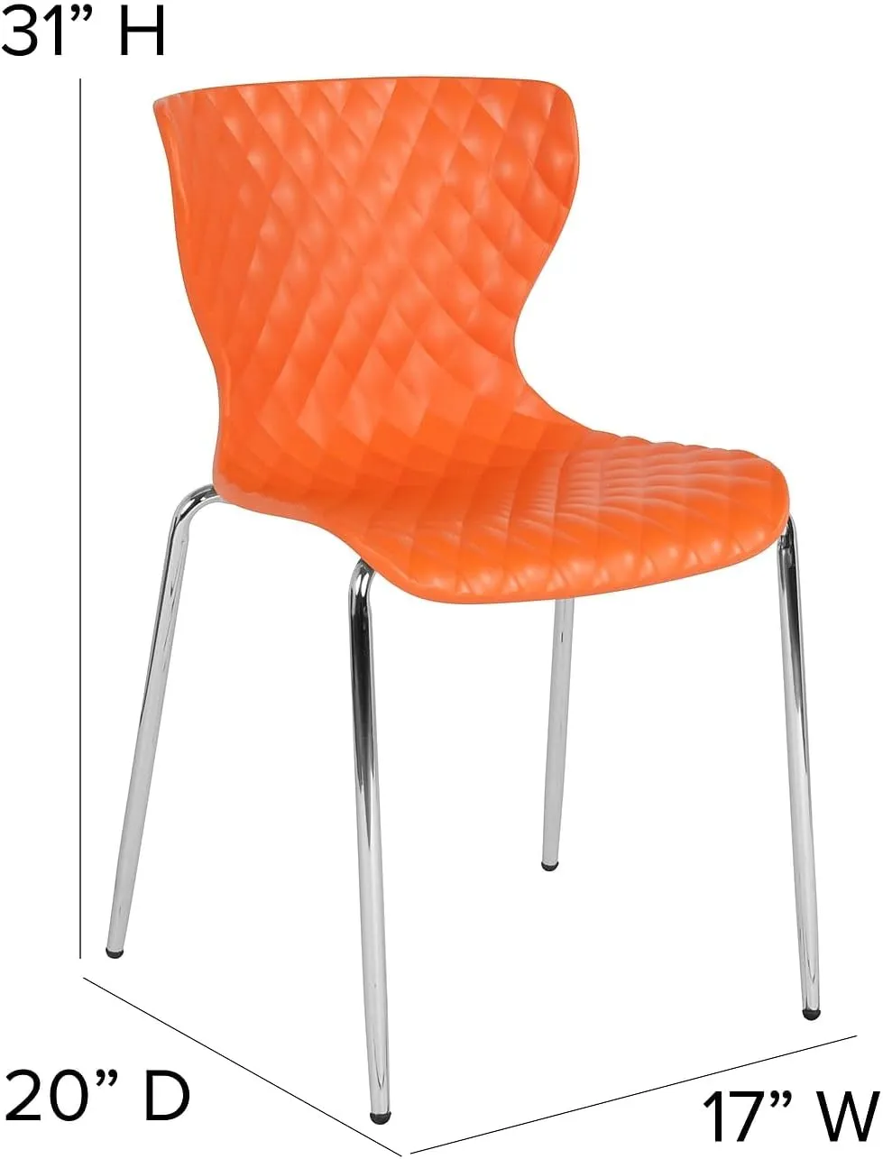 Flash Furniture 4 Pack Lowell Contemporary Design Orange Plastic Stack Chair