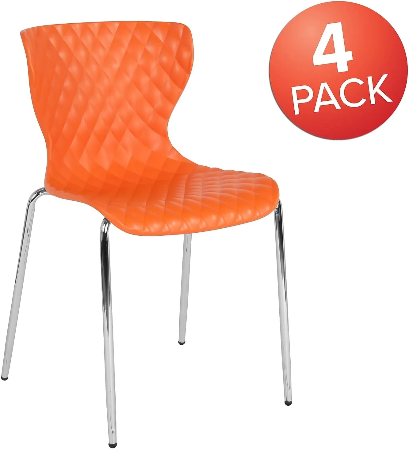 Flash Furniture 4 Pack Lowell Contemporary Design Orange Plastic Stack Chair