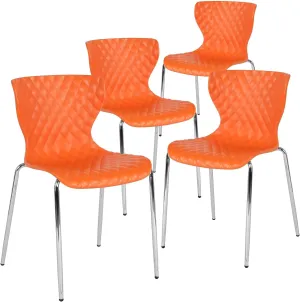 Flash Furniture 4 Pack Lowell Contemporary Design Orange Plastic Stack Chair