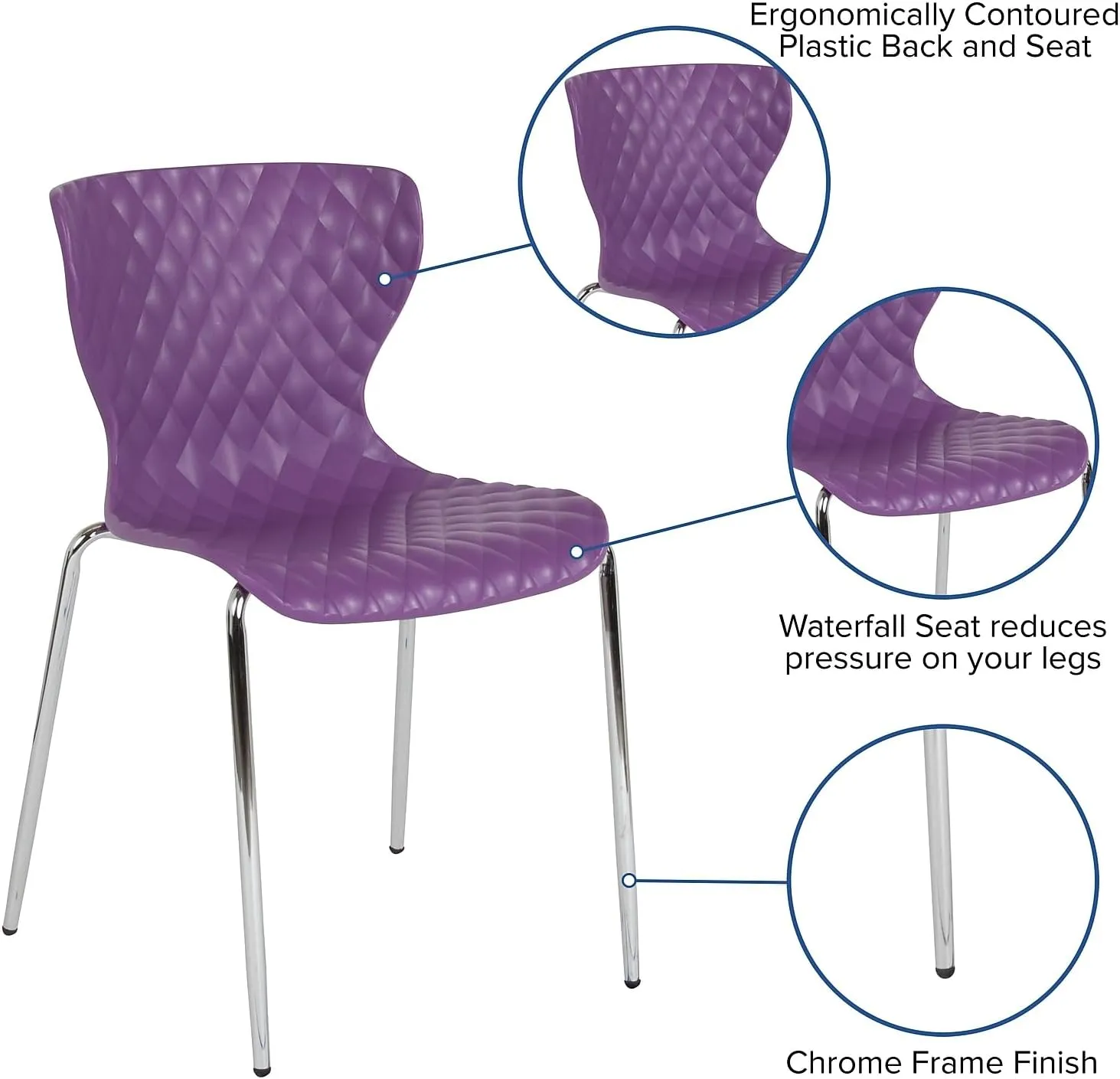 Flash Furniture 4 Pack Lowell Contemporary Design Purple Plastic Stack Chair