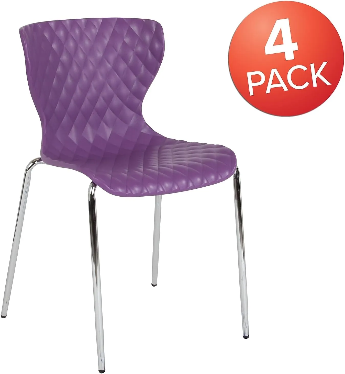 Flash Furniture 4 Pack Lowell Contemporary Design Purple Plastic Stack Chair