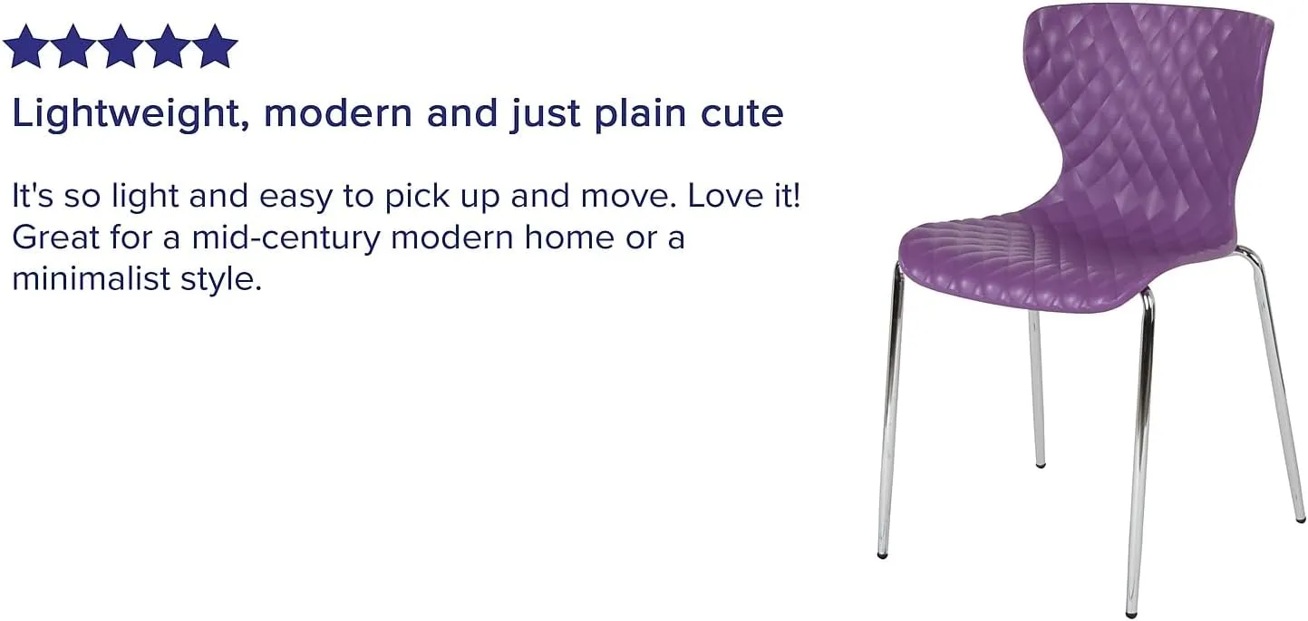 Flash Furniture 4 Pack Lowell Contemporary Design Purple Plastic Stack Chair