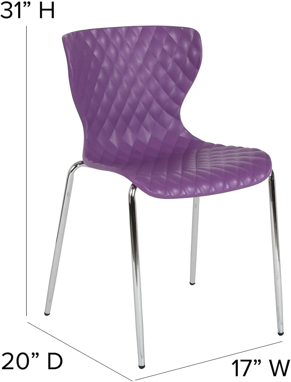 Flash Furniture 4 Pack Lowell Contemporary Design Purple Plastic Stack Chair