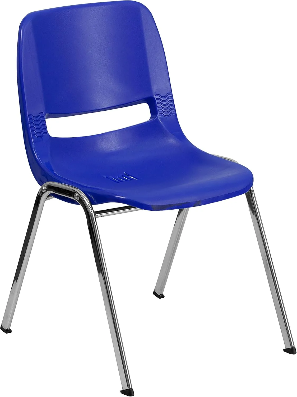 Flash Furniture 5 Pack HERCULES Series 440 lb. Capacity Kid's Navy Ergonomic Shell Stack Chair with Chrome Frame and 14" Seat Height