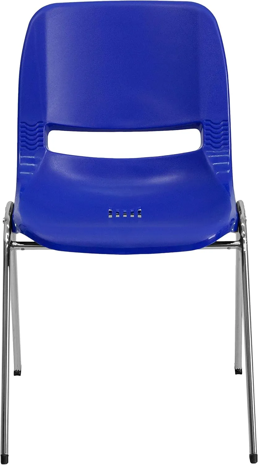 Flash Furniture 5 Pack HERCULES Series 440 lb. Capacity Kid's Navy Ergonomic Shell Stack Chair with Chrome Frame and 14" Seat Height