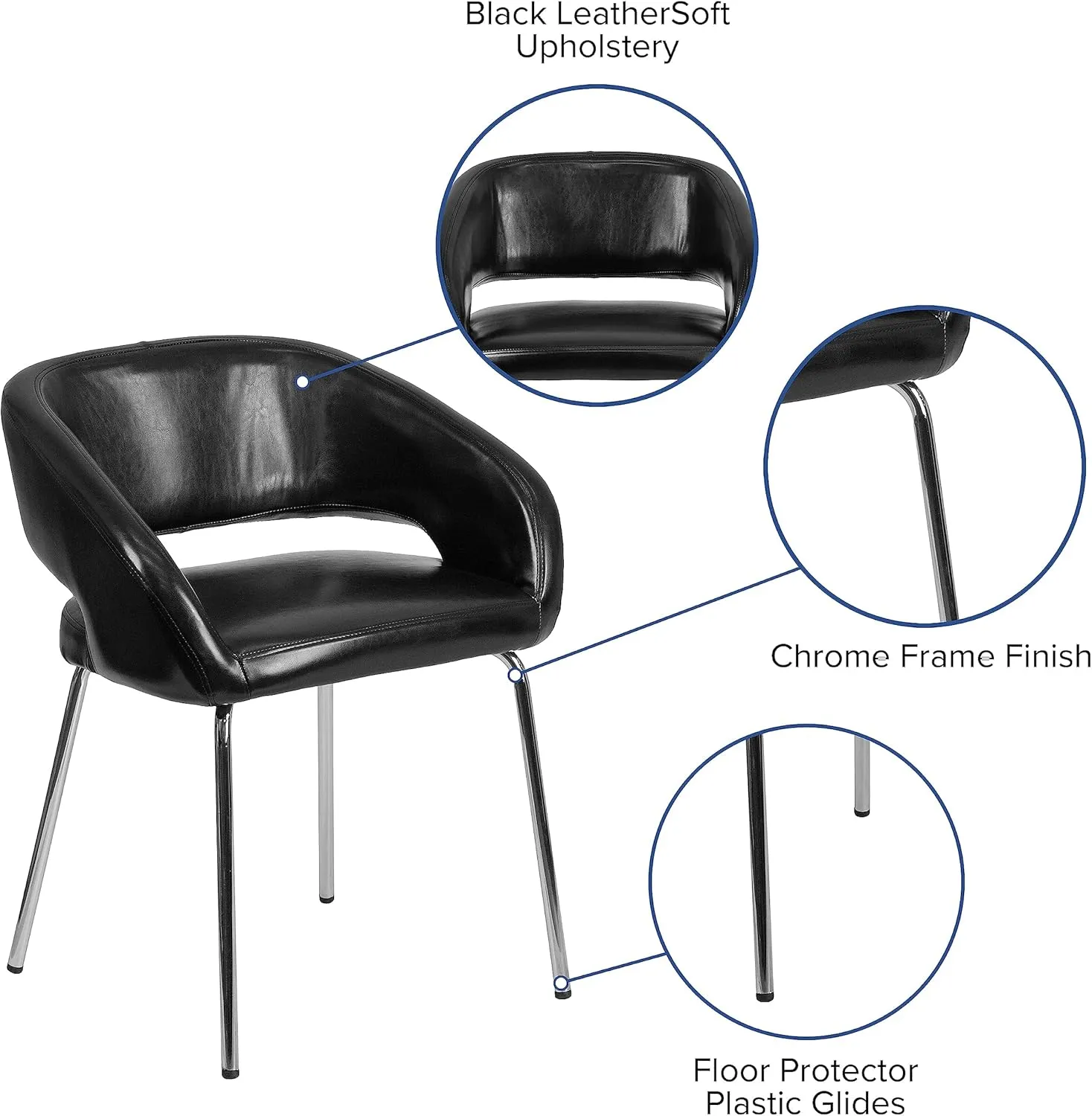 Flash Furniture Fusion Series Contemporary Black LeatherSoft Side Reception Chair