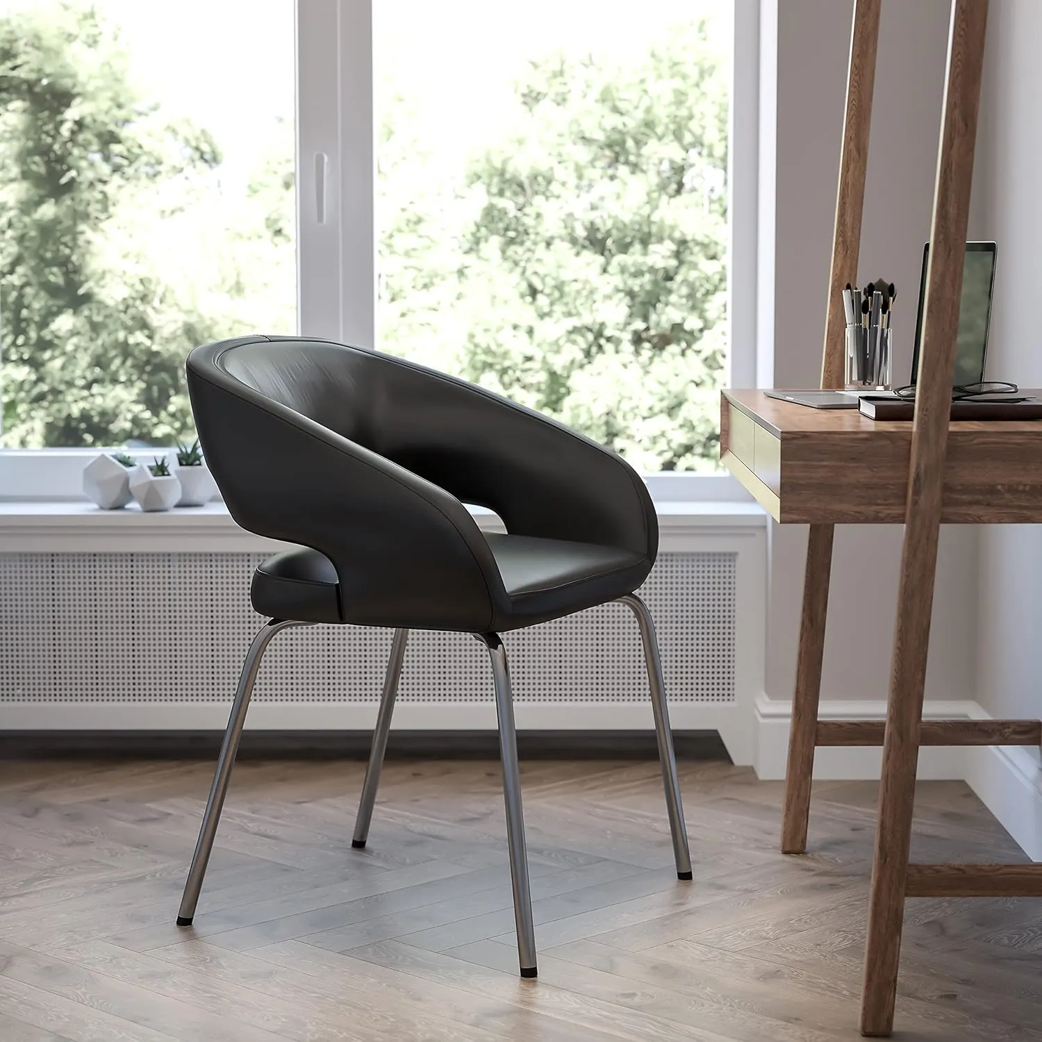 Flash Furniture Fusion Series Contemporary Black LeatherSoft Side Reception Chair