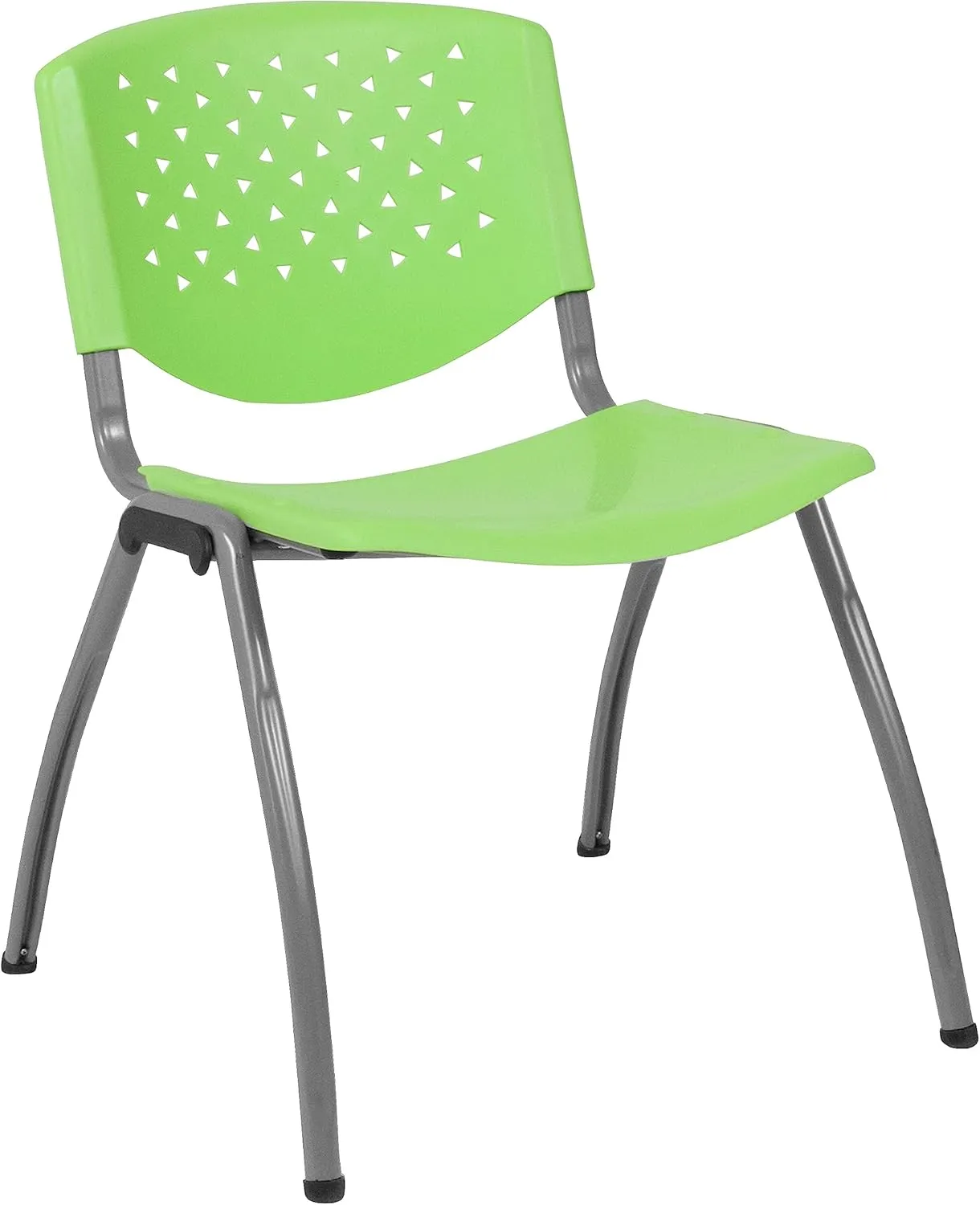Flash Furniture HERCULES -5 Pack 880 lb. Capacity Green Plastic Stack Chair | Comfortable Seating with Durable Design