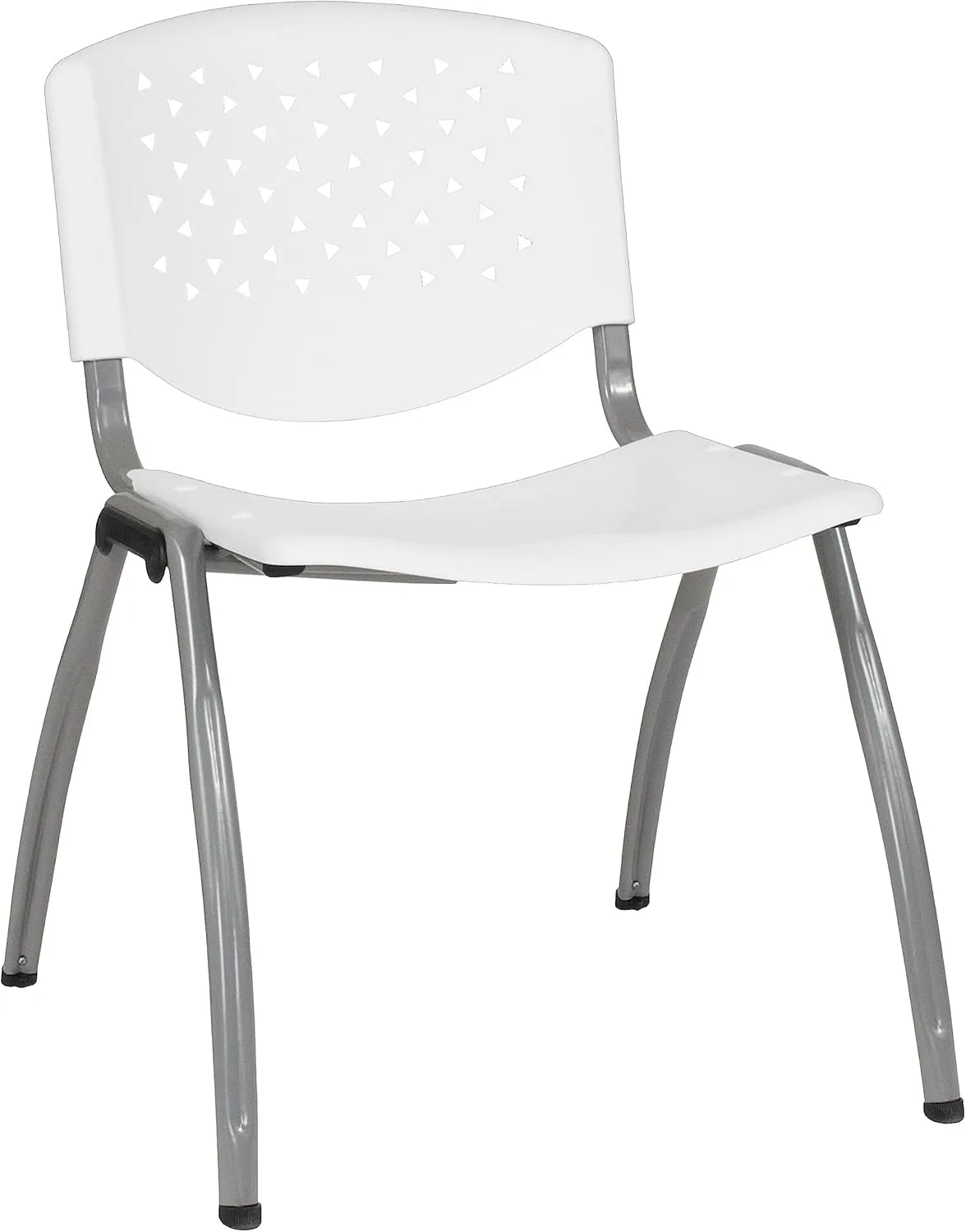 Flash Furniture HERCULES -5 Pack 880 lb. Capacity White Plastic Stack Chair | Comfortable Seating with Durable Design