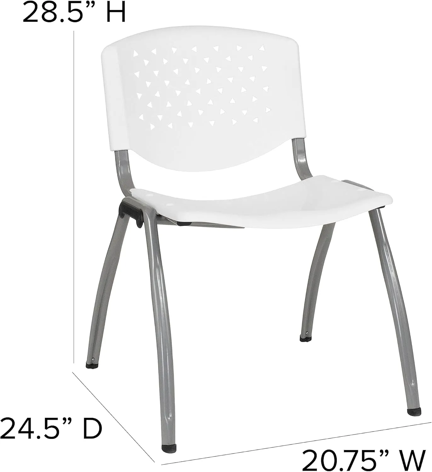 Flash Furniture HERCULES -5 Pack 880 lb. Capacity White Plastic Stack Chair | Comfortable Seating with Durable Design