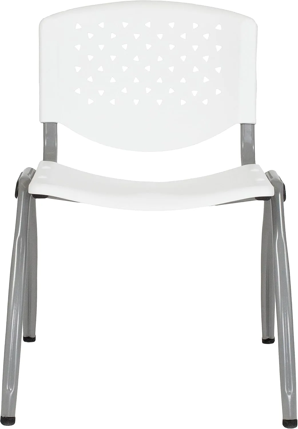 Flash Furniture HERCULES -5 Pack 880 lb. Capacity White Plastic Stack Chair | Comfortable Seating with Durable Design