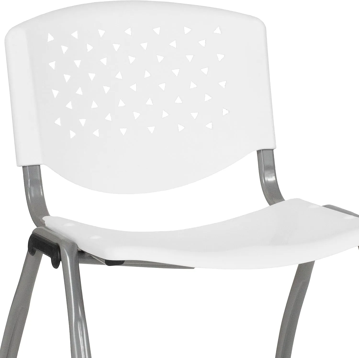 Flash Furniture HERCULES -5 Pack 880 lb. Capacity White Plastic Stack Chair | Comfortable Seating with Durable Design