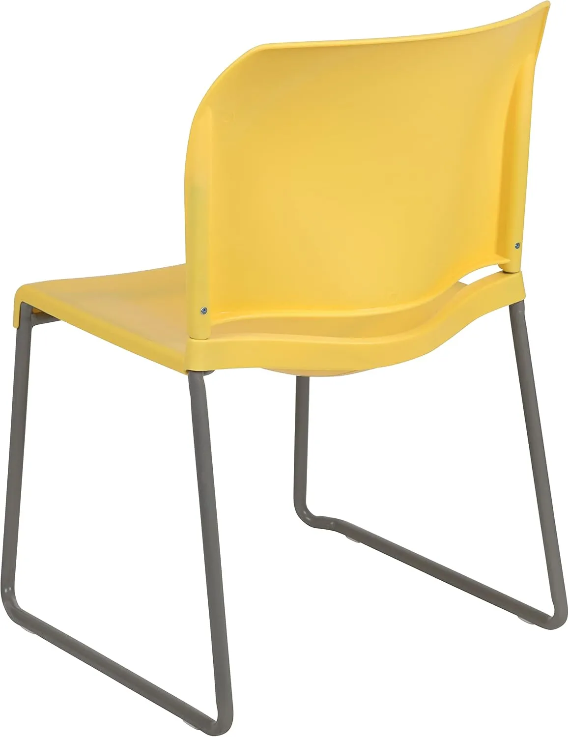 Flash Furniture HERCULES Series 5 Pack 880 lb. Capacity Yellow Full Back Contoured Stack Chair with Gray Powder Coated Sled Base