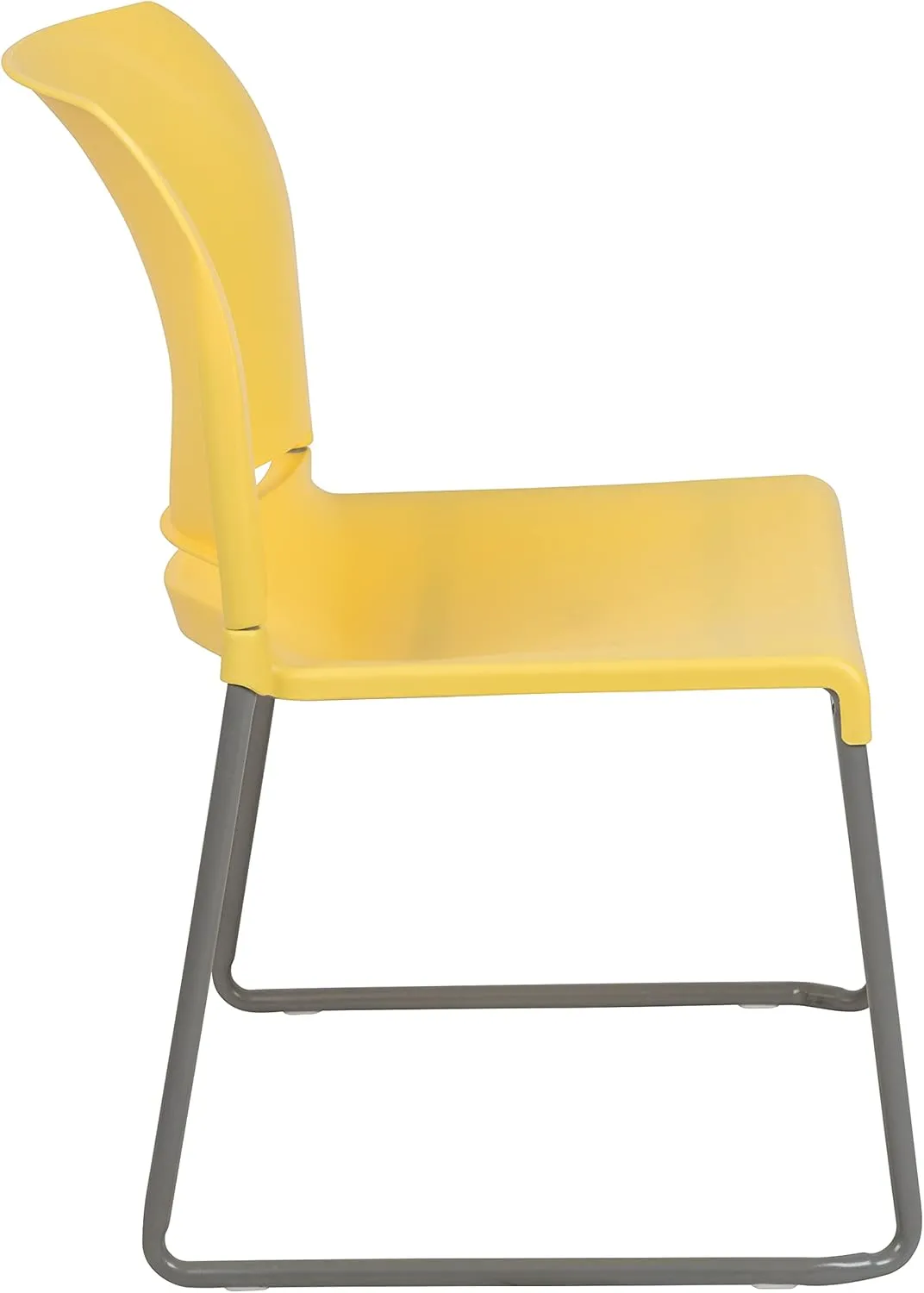 Flash Furniture HERCULES Series 5 Pack 880 lb. Capacity Yellow Full Back Contoured Stack Chair with Gray Powder Coated Sled Base