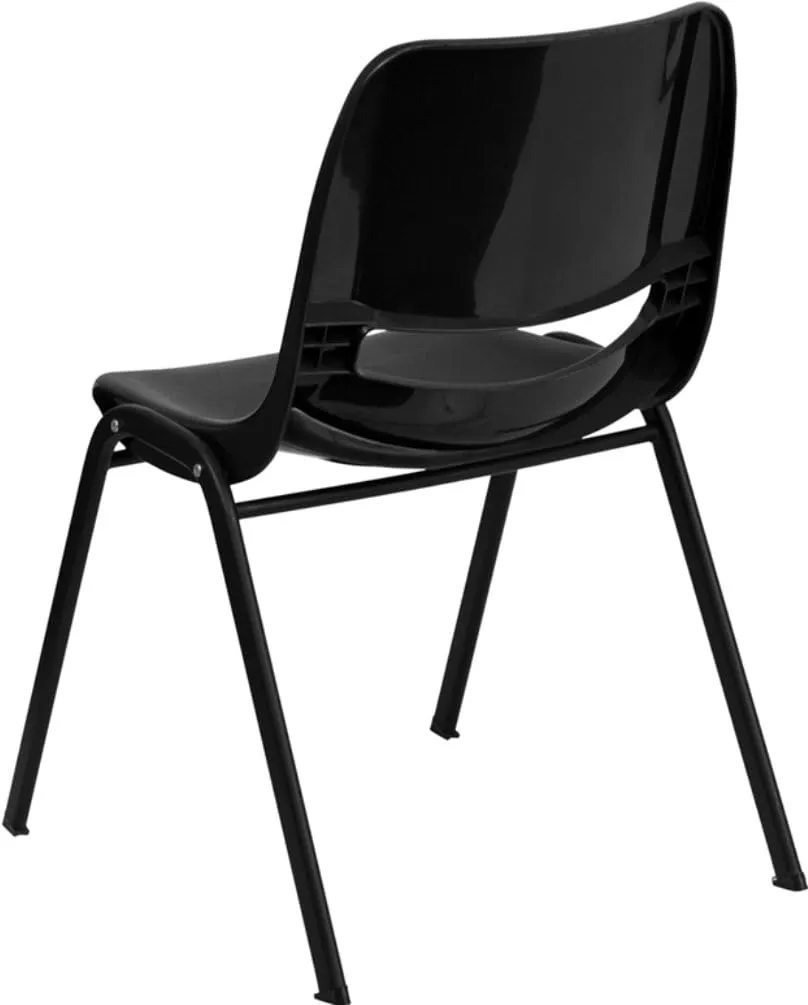 Flash Furniture HERCULES Series 661 lb. Capacity Black Ergonomic Shell Stack Chair with Black Frame and 16'' Seat Height