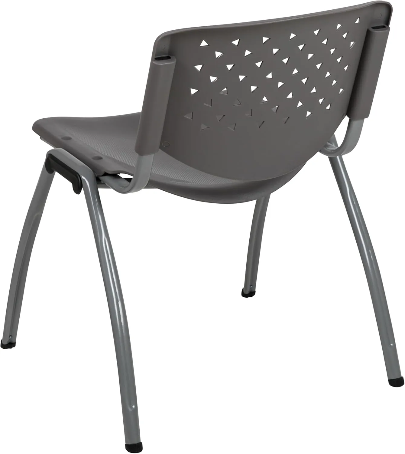 Flash Furniture HERCULES Series 880 lb. Capacity Gray Plastic Stack Chair with Titanium Gray Powder Coated Frame