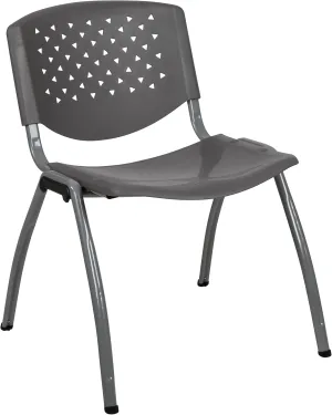 Flash Furniture HERCULES Series 880 lb. Capacity Gray Plastic Stack Chair with Titanium Gray Powder Coated Frame