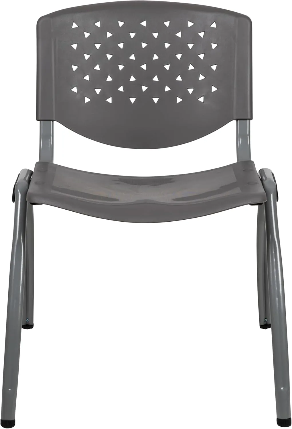 Flash Furniture HERCULES Series 880 lb. Capacity Gray Plastic Stack Chair with Titanium Gray Powder Coated Frame