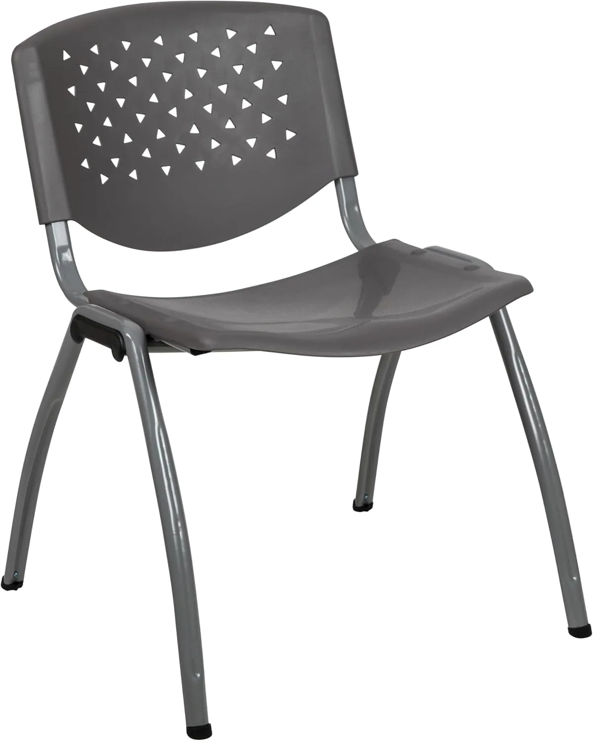 Flash Furniture HERCULES Series 880 lb. Capacity Gray Plastic Stack Chair with Titanium Gray Powder Coated Frame