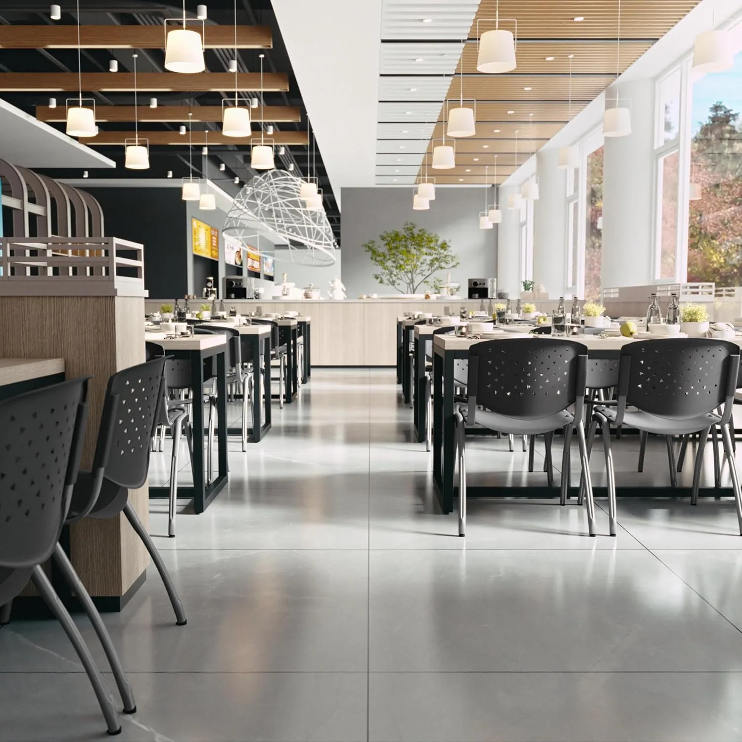 Flash Furniture HERCULES Series 880 lb. Capacity Gray Plastic Stack Chair with Titanium Gray Powder Coated Frame