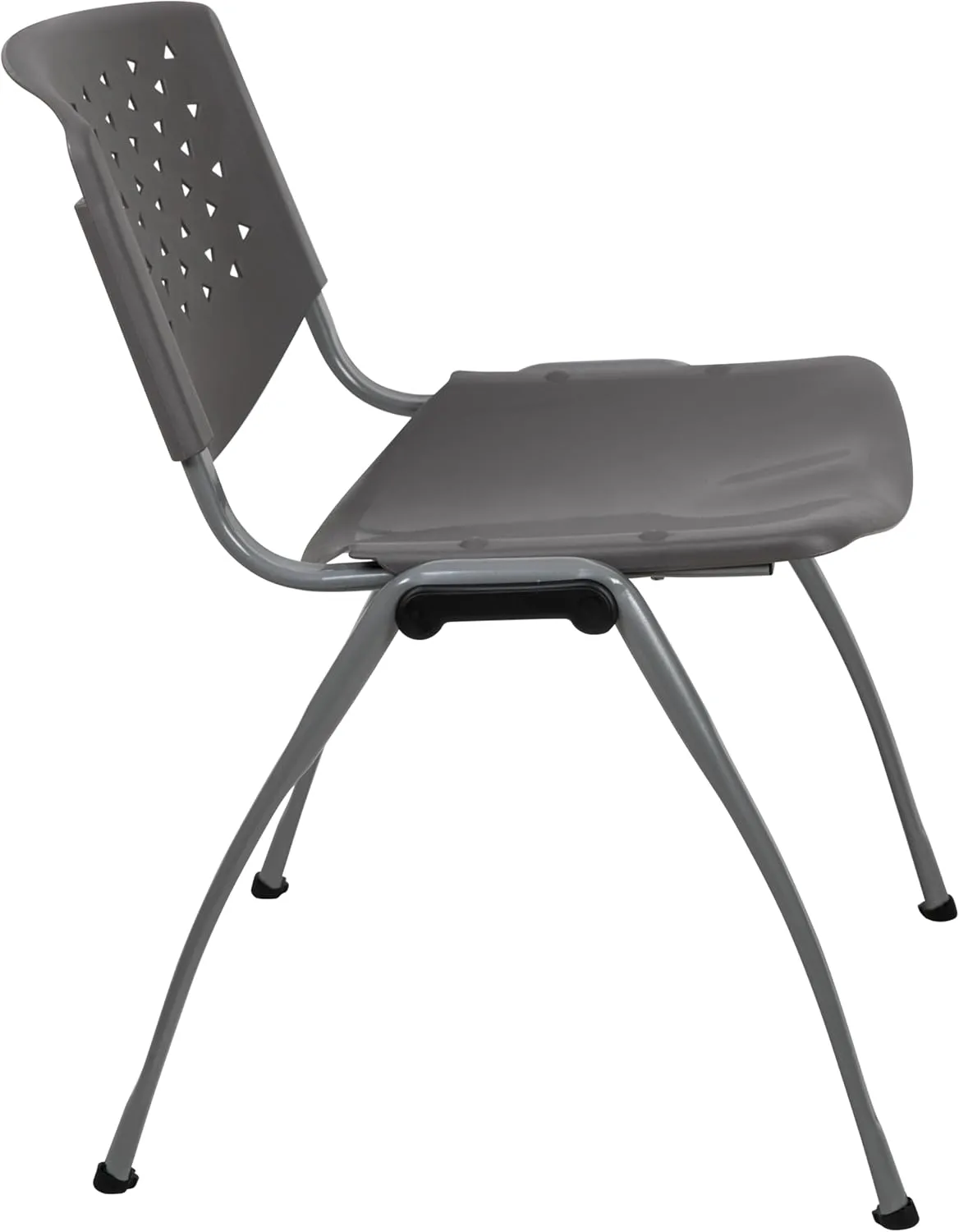 Flash Furniture HERCULES Series 880 lb. Capacity Gray Plastic Stack Chair with Titanium Gray Powder Coated Frame