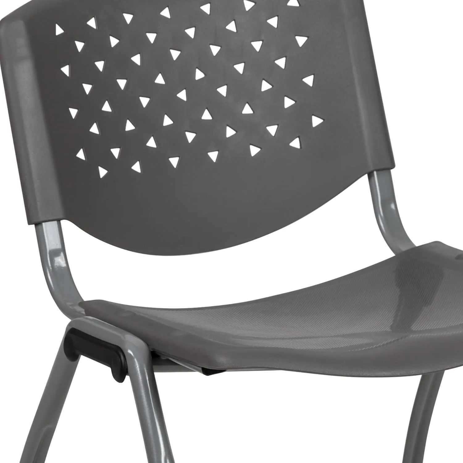 Flash Furniture HERCULES Series 880 lb. Capacity Gray Plastic Stack Chair with Titanium Gray Powder Coated Frame