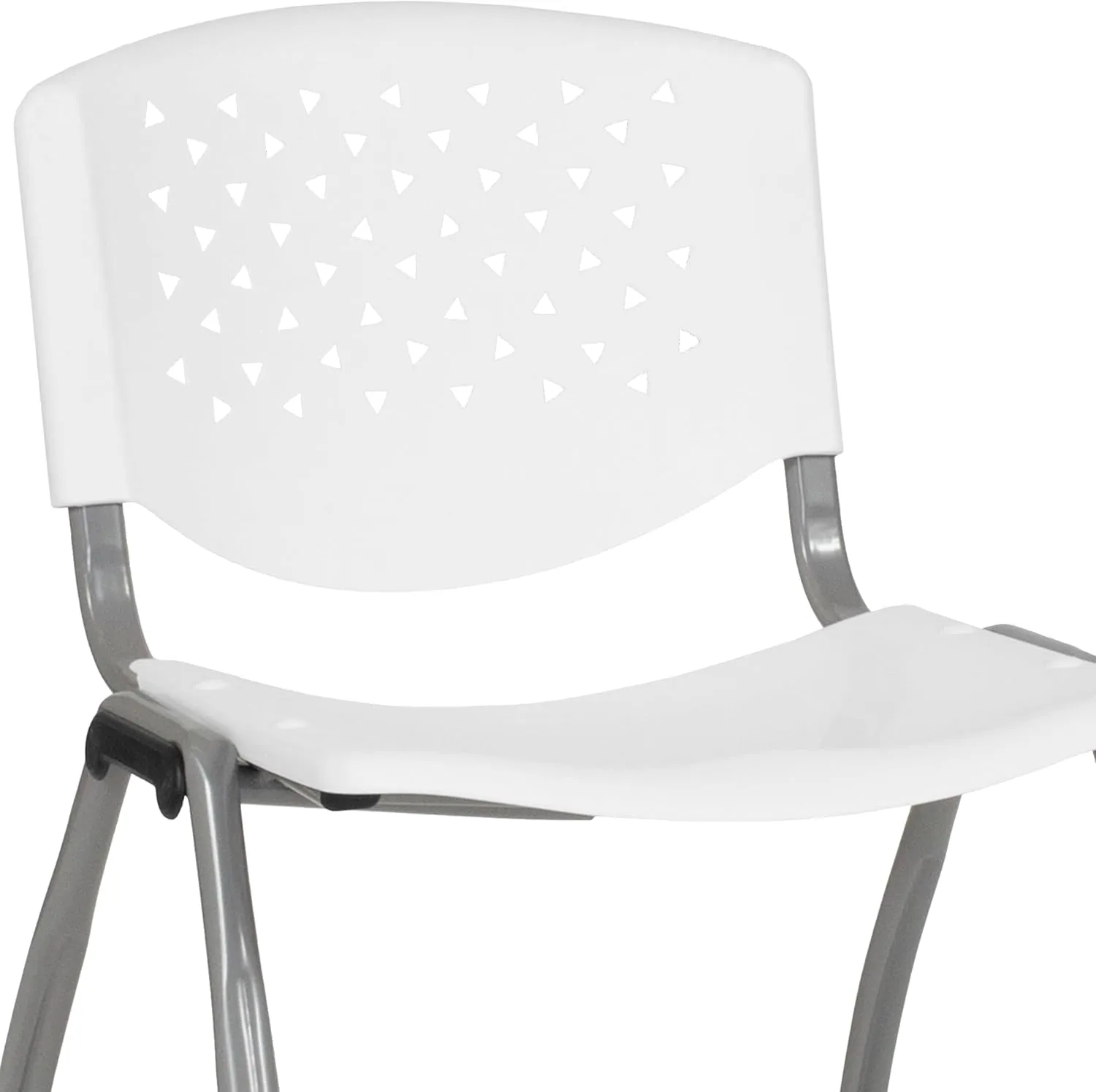 Flash Furniture HERCULES Series 880 lb. Capacity White Plastic Stack Chair with Titanium Gray Powder Coated Frame