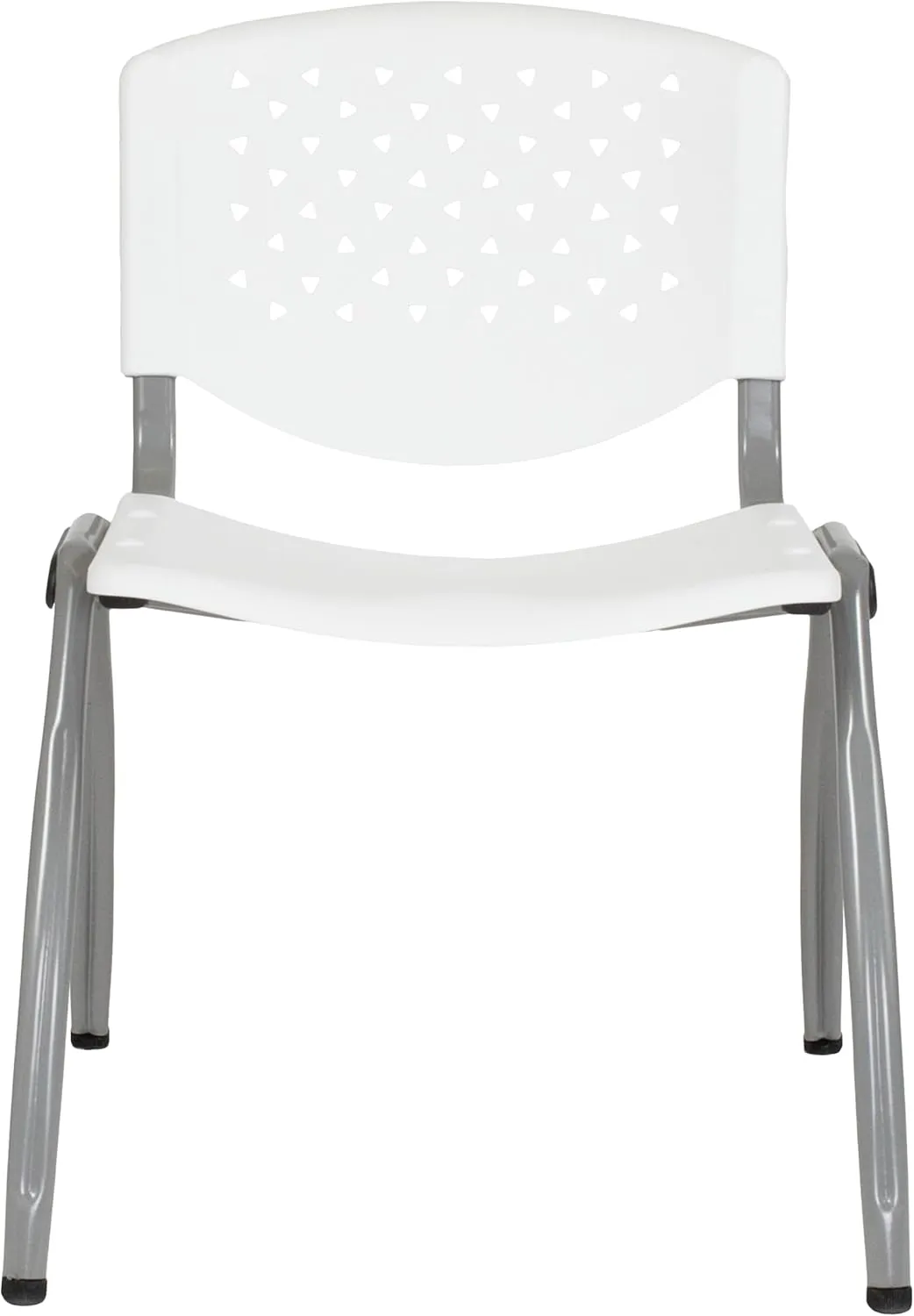 Flash Furniture HERCULES Series 880 lb. Capacity White Plastic Stack Chair with Titanium Gray Powder Coated Frame