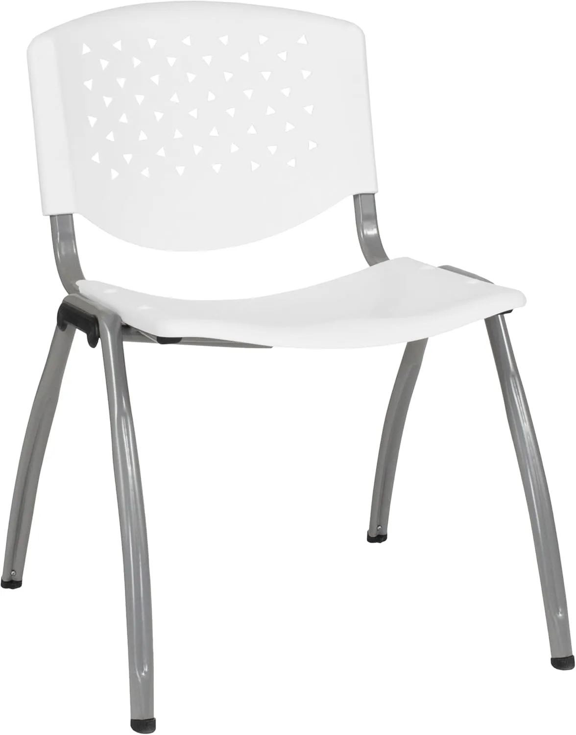 Flash Furniture HERCULES Series 880 lb. Capacity White Plastic Stack Chair with Titanium Gray Powder Coated Frame