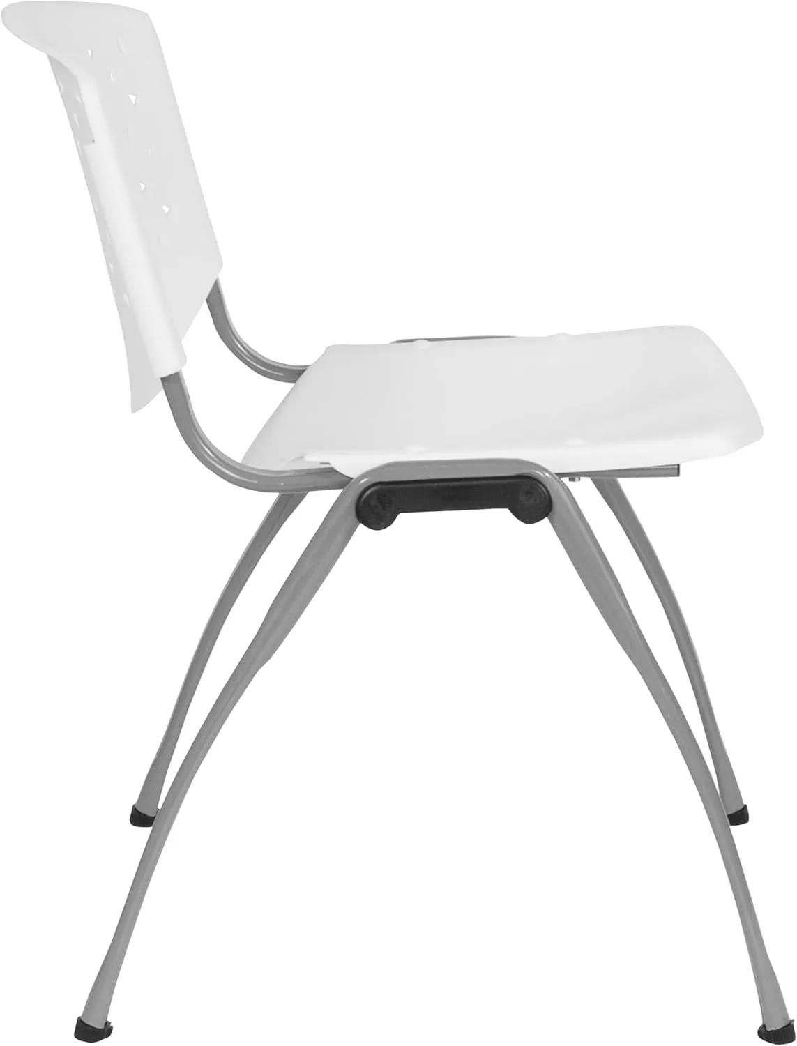 Flash Furniture HERCULES Series 880 lb. Capacity White Plastic Stack Chair with Titanium Gray Powder Coated Frame