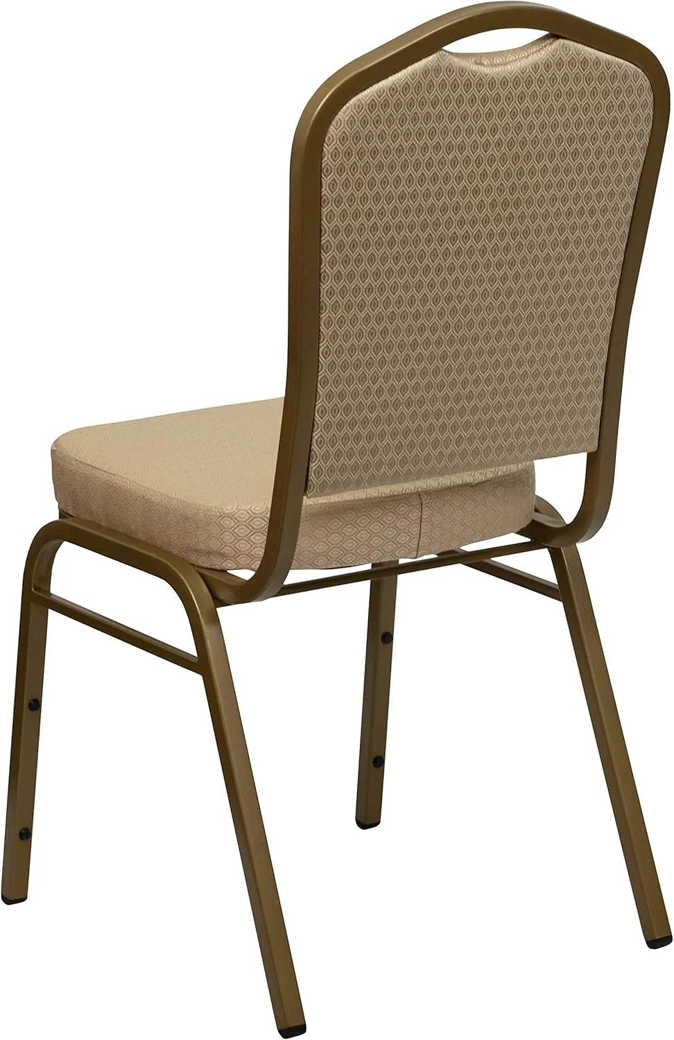 Flash Furniture Hercules Series Crown Back Stacking Banquet Chair, Set of 4, Beige Patterned Fabric/Gold Frame