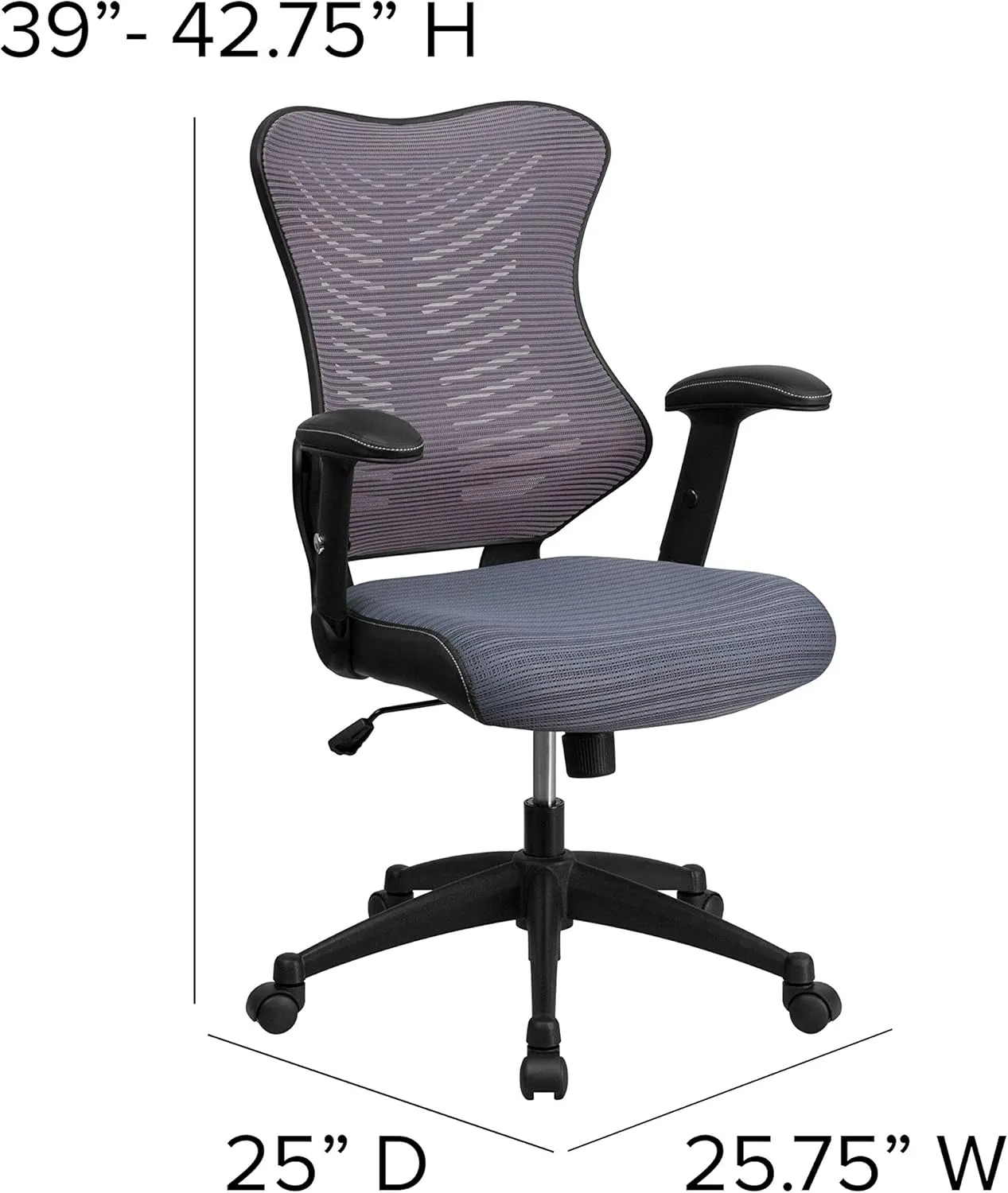 Flash Furniture Kale High Back Designer Gray Mesh Executive Swivel Ergonomic Office Chair with Adjustable Arms