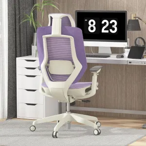 FLEXISPOT Upgraded OC6 Big and Tall Office Chair Heavy Duty,4D Armrest Mesh Ergonomic Home Office Chair with High Back,Lumbar Support,Tilt Function,and 360°Swivel Wheels(Purple)