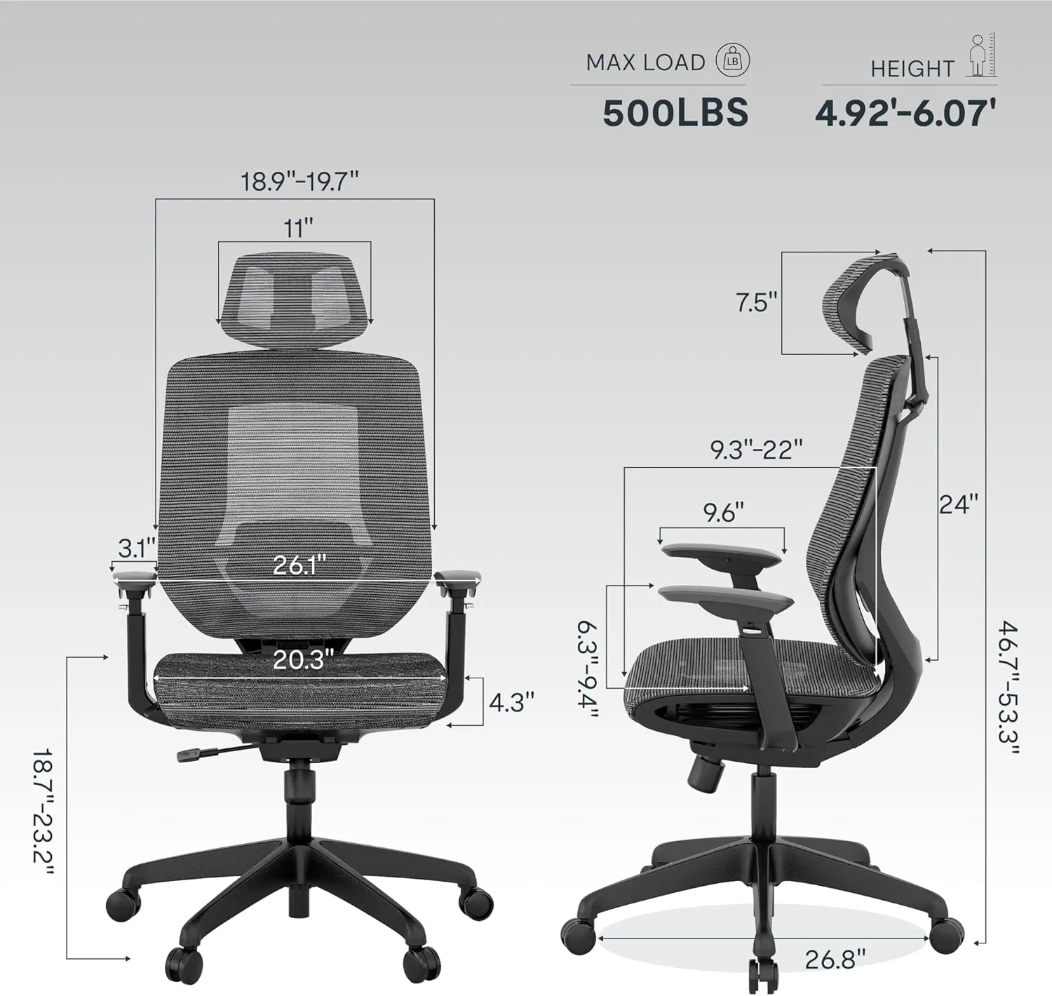 FLEXISPOT Upgraded OC6 Big and Tall Office Chair Heavy Duty,4D Armrest Mesh Ergonomic Home Office Chair with High Back,Lumbar Support,Tilt Function,and 360°Swivel Wheels(Purple)