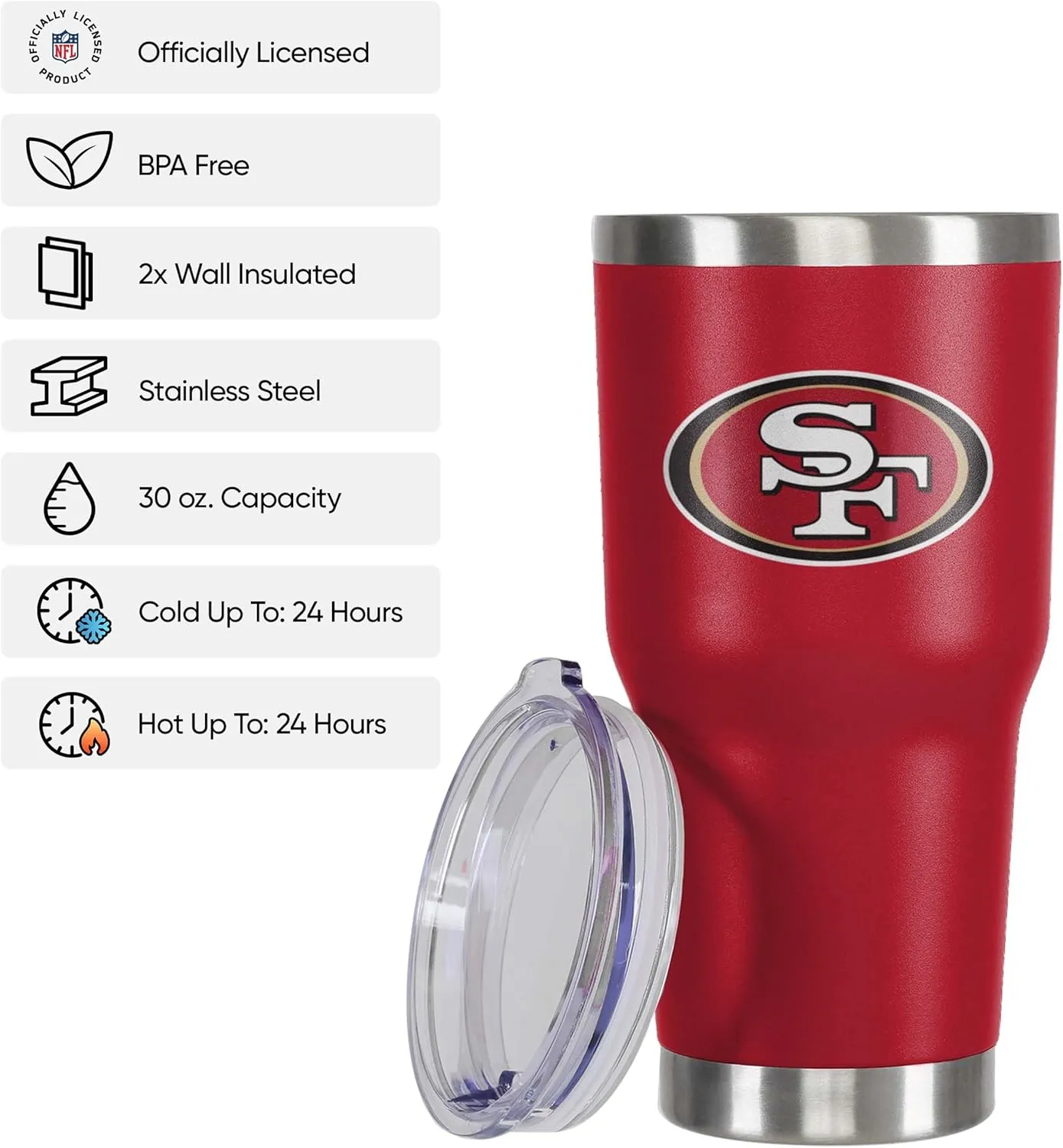 FOCO NFL unisex NFL Team Logo 30oz Insulated Stainless Steel Travel Mug Tumbler