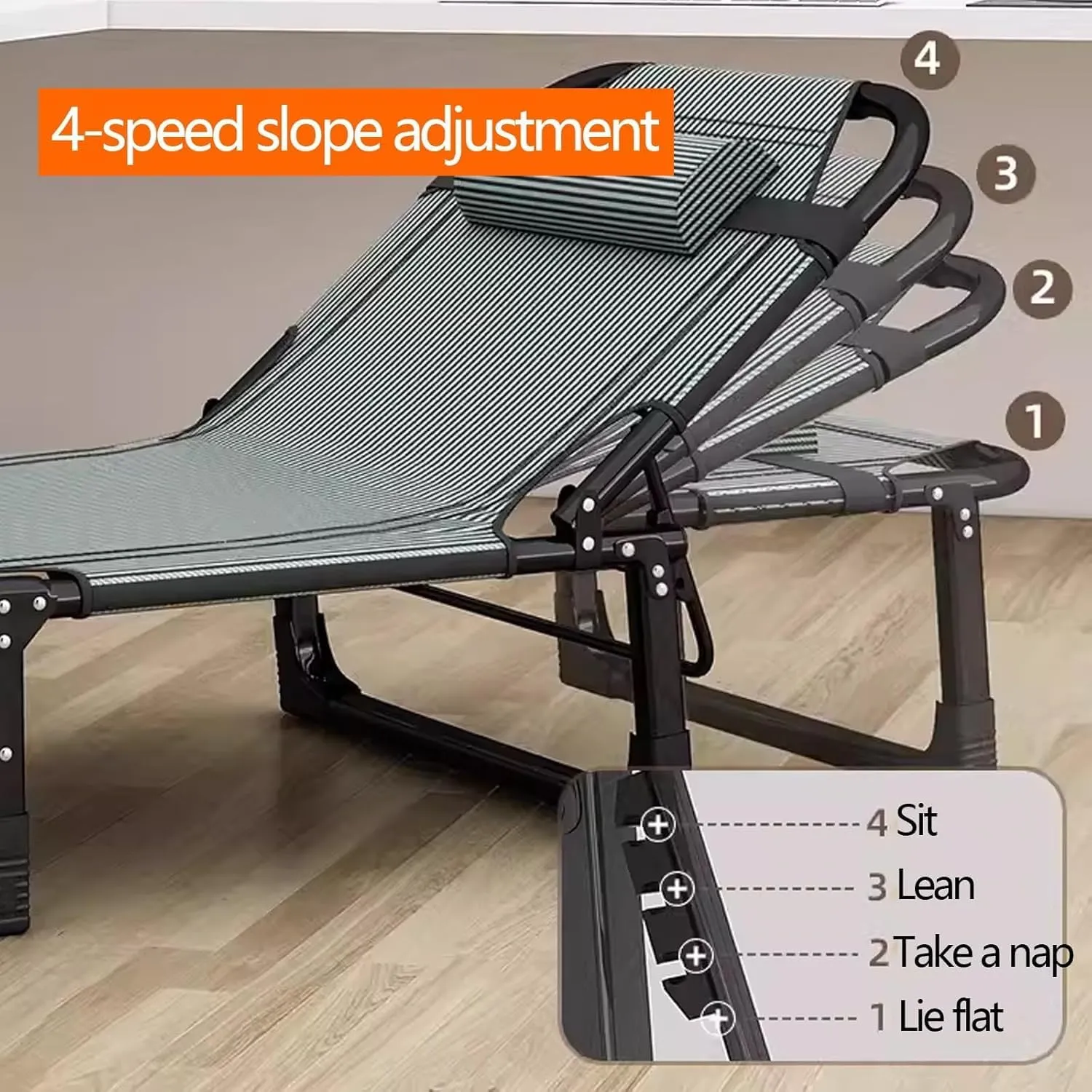 Foldable Camping Cot 4 Adjustment Levels Camping Cots for Adults Extra Wide Cots for Camping Load 551lb Portable Camping Cot